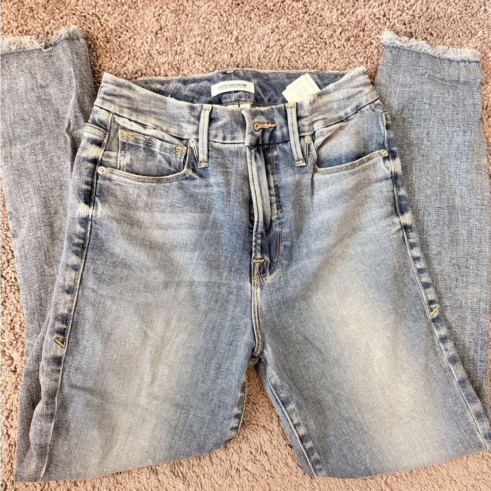 GOOD AMERICAN GOOD WAIST CROP SKINNY JEANS